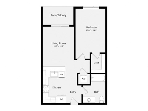 a floor plan of a unit with a bedroom and a living room